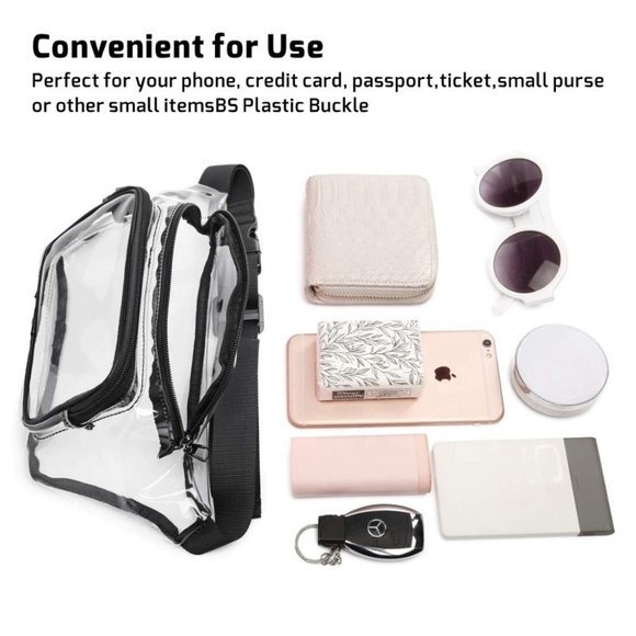 Fanny Pack Waterproof Transparent pvc Belt Bag Clear Fanny Pack Waist Bag - Picture 1 of 6